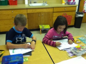 The kids are busy writing during writers workshop!